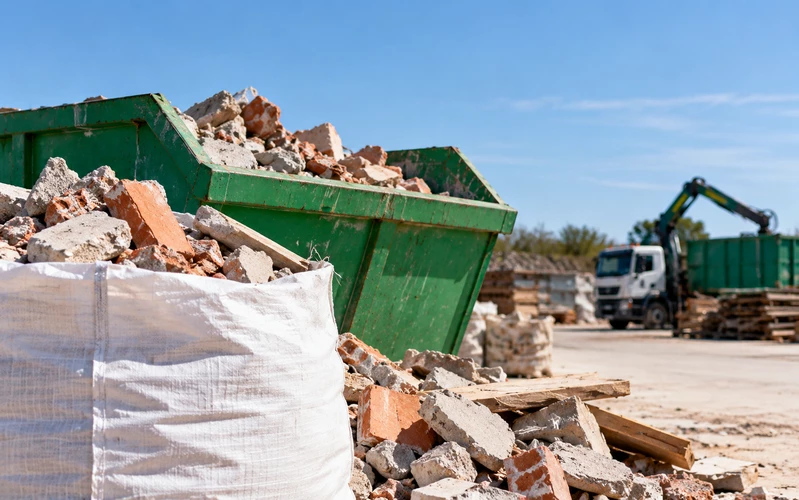 Reciclaje de escombros en el vertedero industrial